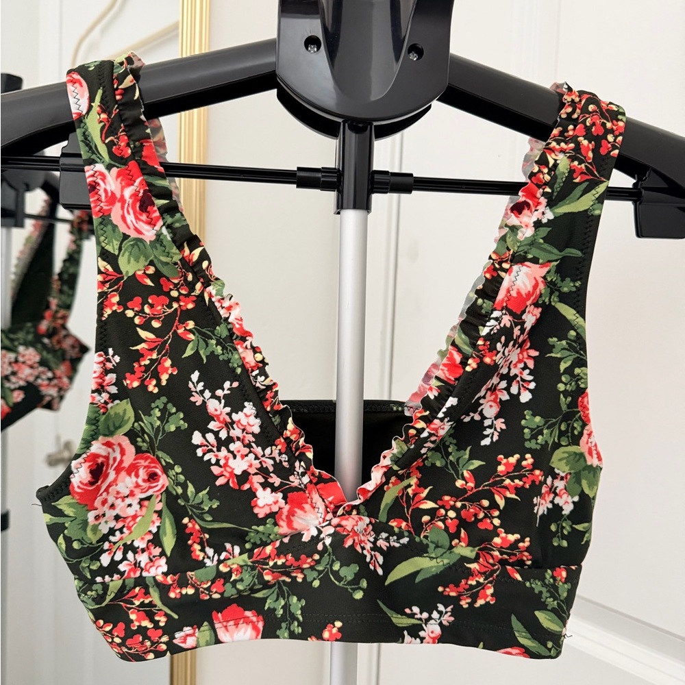 Massimo | Floral V-Neck Bikini Top